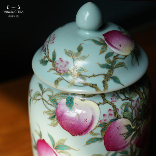 问鼎汝瓷鼎峰系列复刻款天青醒春罐（描金九桃）（缺货） 商品图2