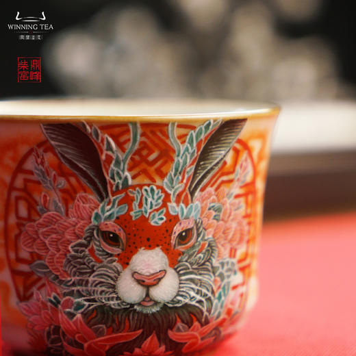 问鼎汝瓷鼎峰系列天青复刻款竹律杯（绘画大展宏兔） 商品图3