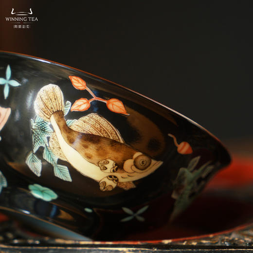 问鼎汝瓷鼎峰系列月白精工款天香杯（绘画鱼游濠水） 商品图2