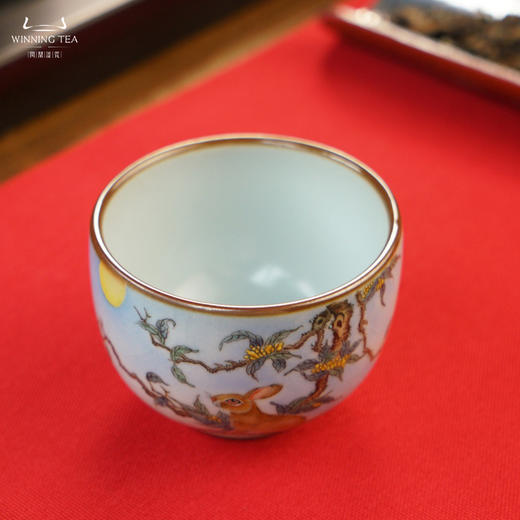 问鼎汝瓷鼎峰系列月白老款敦善杯（绘画桂兔晞月）（缺货） 商品图2