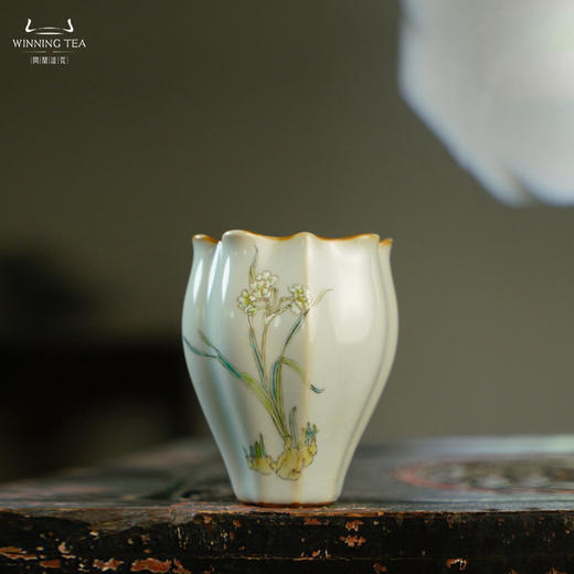 问鼎汝瓷鼎峰系列天青老款佛手杯（君影草）葵花杯（蝶舞）月白老款菡萏杯（绿玉君）菡萏杯（福运绵长）（缺货） 商品图1