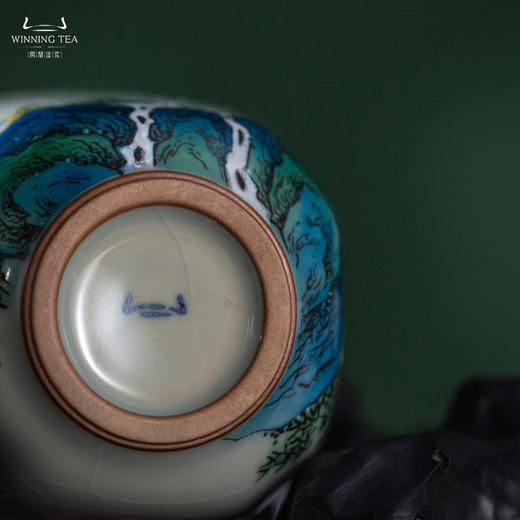 问鼎汝瓷鼎峰系列天青老款高四喜杯（青松迎客） 商品图3