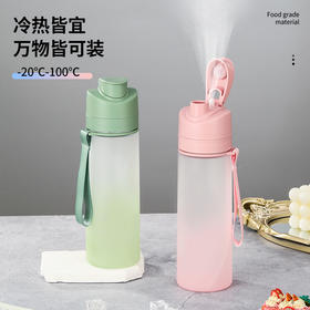 【水杯喷雾二合一】高颜值网红tritan喷雾水杯便携学生随手杯 夏天食品级塑料运动水壶