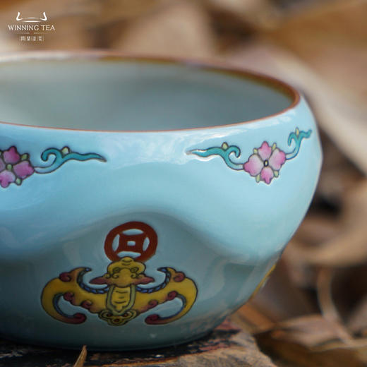 问鼎汝瓷鼎峰系列天青玹红杯（绘画景福连绵） 商品图5