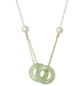 【礼盒装】VAVY 环环相扣珍珠翡翠手链平安扣温柔手链