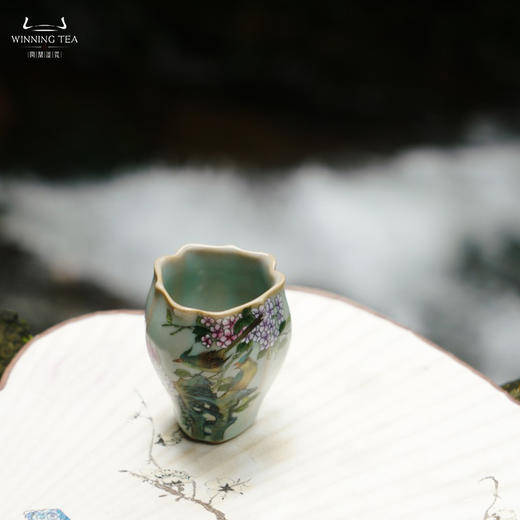 问鼎汝瓷鼎峰系列天青老款小佛手杯（春韶景妍）（缺货） 商品图1