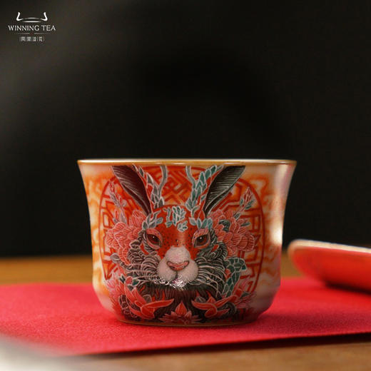 问鼎汝瓷鼎峰系列天青复刻款竹律杯（绘画大展宏兔） 商品图0