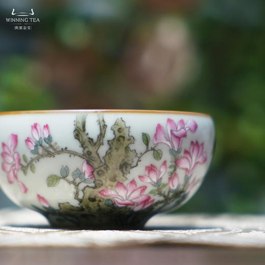 问鼎汝瓷鼎峰系列月白紫金釉老款平口杯（玉兰盛景）（缺货） 商品图2