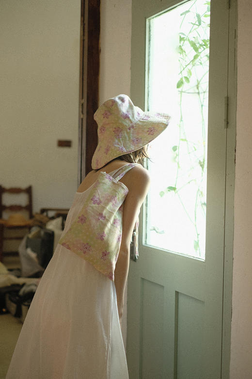 旅宿 - 紫鸢尾印花防晒渔夫帽/帆布小包 商品图0