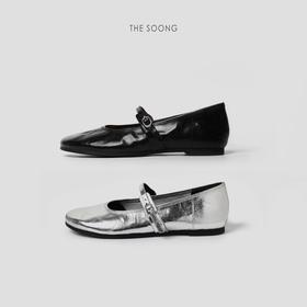 THESOONG |”玛丽珍”芭蕾舞鞋手抓油蜡胎牛皮软底单鞋HWXZ4069