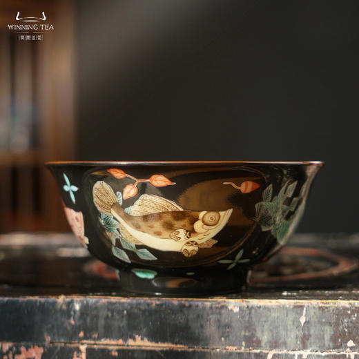 问鼎汝瓷鼎峰系列月白精工款天香杯（绘画鱼游濠水） 商品图0