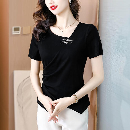 短袖正肩不规则上衣，设计感半袖T恤KQL-A85N8310 商品图2