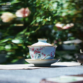 问鼎汝瓷鼎峰系列月白庚子复刻款正德盖碗小（喜上眉梢）（缺货）