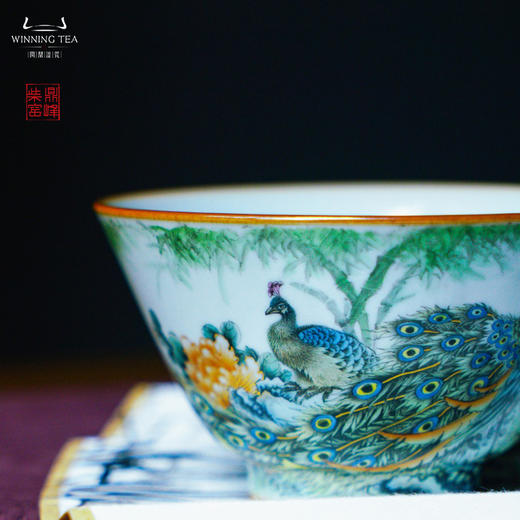 问鼎汝瓷鼎峰柴窑天青淳和杯（绘画富贵吉祥）（缺货） 商品图2