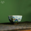问鼎汝瓷天青老款直口八方杯（描金绘画青山绿水） 商品缩略图0