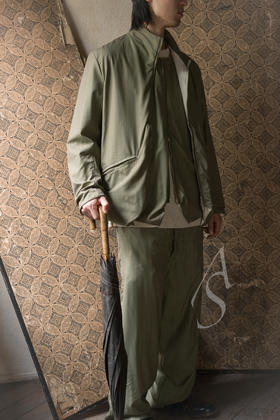 Paul Harnden 男士竹绿暗纹羊毛JERKIN