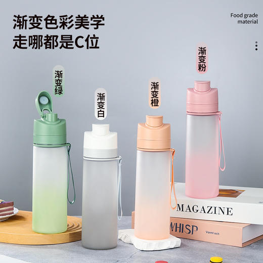 【水杯喷雾二合一】高颜值网红tritan喷雾水杯便携学生随手杯 夏天食品级塑料运动水壶 商品图3