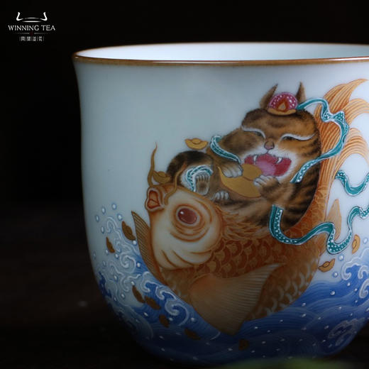 问鼎汝瓷鼎峰系列月白老款手握杯（招财进宝） 商品图4