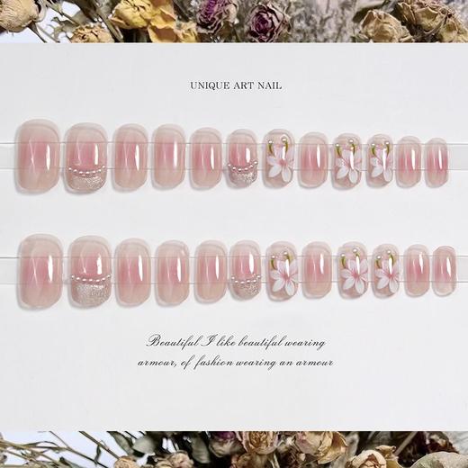 美甲显白穿戴甲假指甲贴片可拆卸春日珍珠花冬穿戴甲中长款女 商品图4