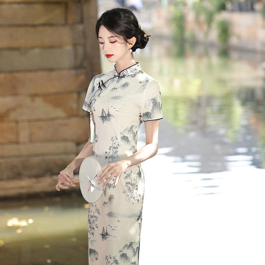 江南水乡夏款韩国麻显瘦日常旗袍MLS6936 商品图2