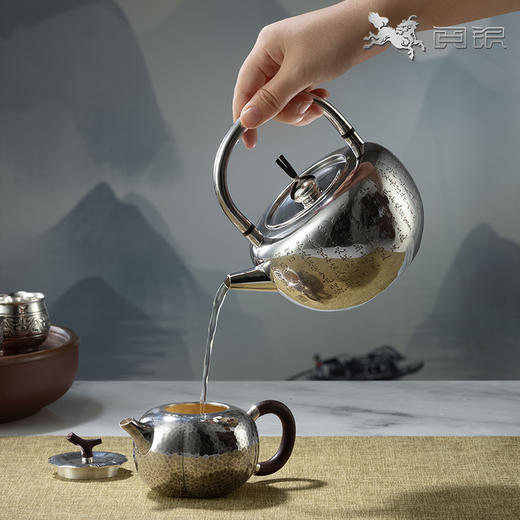 阅银 茶具《心经》烧水壶 999足银手工茶器茶杯茶壶送礼家用 商品图5