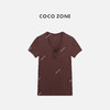 COCO ZONE "丁达尔”简约圆领短袖T恤纯色纽扣显瘦上衣CC1B1520 商品缩略图0