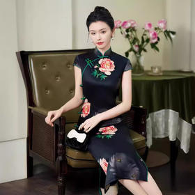 A2024新款新中式旗袍长款中国风复古改良优雅显瘦连衣裙端庄大气款