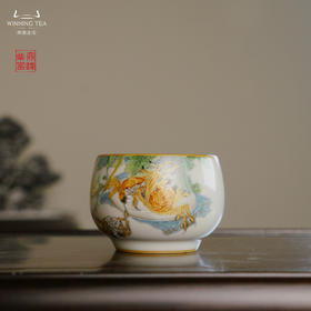 问鼎汝瓷鼎峰柴窑天青容华杯（描金绘画富甲天下）（缺货）