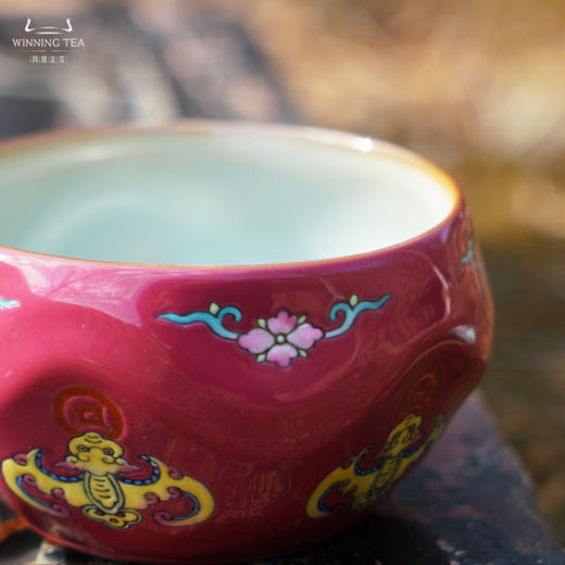 问鼎汝瓷鼎峰系列天青玹红杯（绘画景福连绵） 商品图3