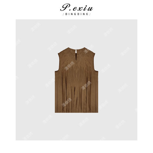 03-5潘依绣丁丁宠粉PanYiXiu/潘依绣【夏有凉风】亚麻褶皱设计感轻薄气质圆领背心 W-62190 商品图2