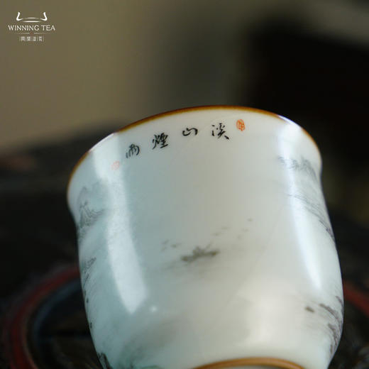 问鼎汝瓷鼎峰系列月白老款手握杯（溪山烟雨）（缺货） 商品图1