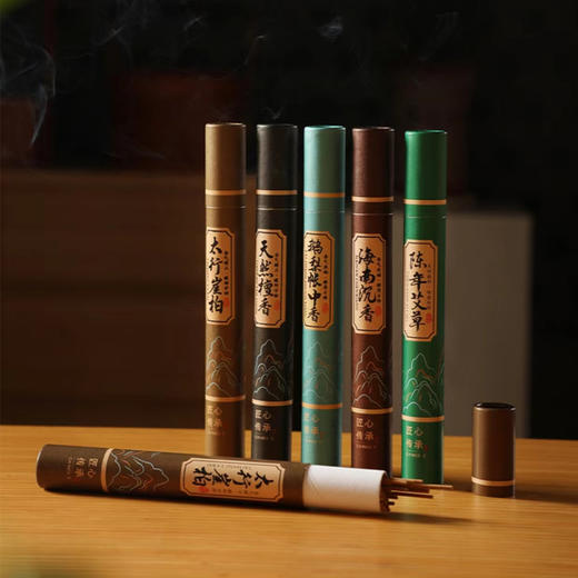 竹小茶丨大道至简-焚香雅集 香道 线香（太行崖柏、海南沉香、鹅梨帐中香、天然檀香、陈年艾草各1管、陶瓷仿生竹叶香插*1） 商品图2