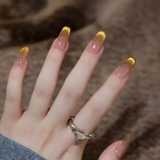 【落日晚霞】猫眼纯手工穿戴甲高端光疗美甲假指贴片秋冬显白氛围 商品图4