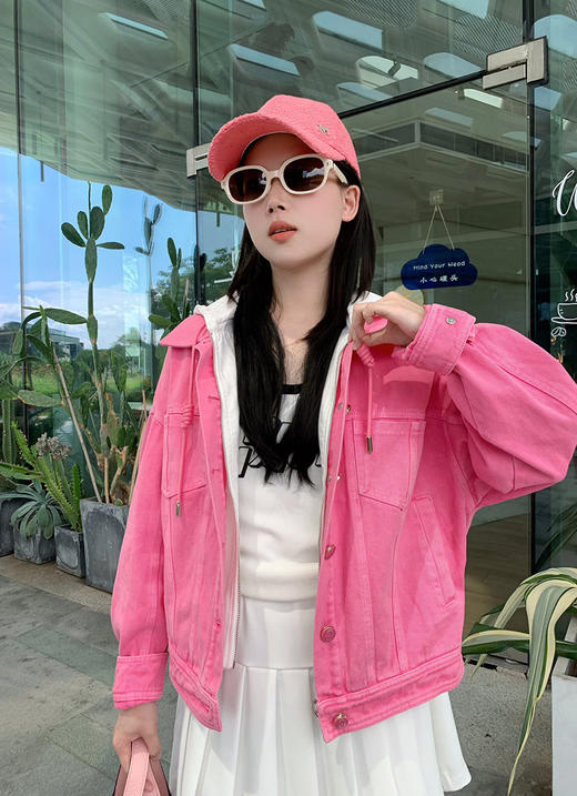 带帽假两件牛仔外套（水洗产品） 9521010035 商品图1