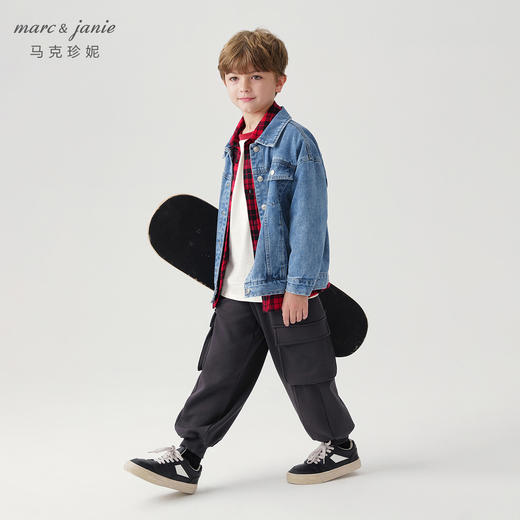 马克珍妮男女童翻领软牛仔外套儿童纯棉牛仔服上衣秋装新款241169 商品图1