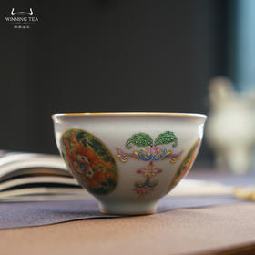 问鼎汝瓷鼎峰系列月白精工款折口杯（三兔共耳）