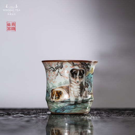 问鼎汝瓷鼎峰柴窑天青天河杯（绘画闲云野鹤）天青竹节杯（绘画瑞狗迎春）天青禅定杯（绘画玉兔呈祥）（缺货） 商品图2