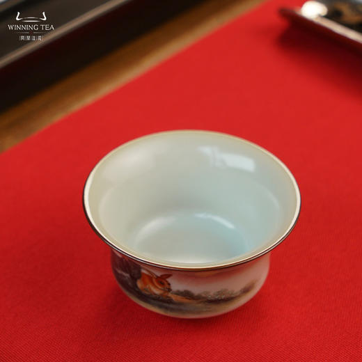 问鼎汝瓷鼎峰系列月白老款尔雅杯（绘画兔园物序）（缺货） 商品图1