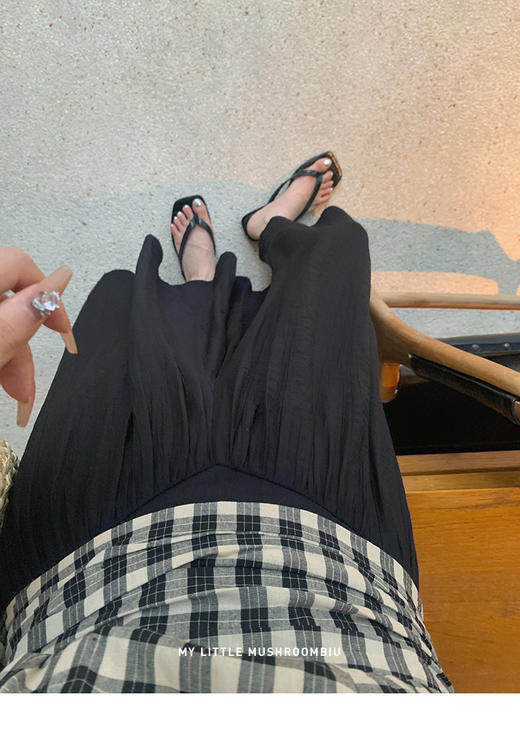 金蘑菇菇  大裤衩 / 高腰宽松垂感直筒休闲长裤 商品图5