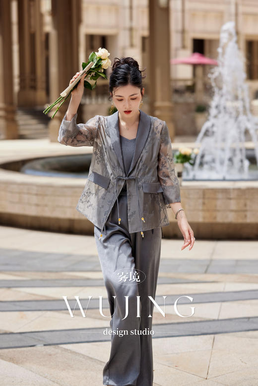 【雾境定制】璀璨银裳系列定制提花玻璃纱+压纹醋酸三件套 3204133 商品图5