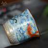 问鼎汝瓷鼎峰柴窑天青精工竹节杯（梵红描金祥云龙凤）（缺货） 商品缩略图1