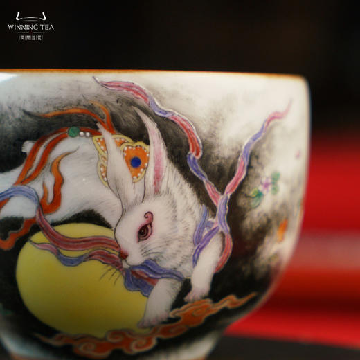 问鼎汝瓷鼎峰系列天青精工敦善杯（绘画兔飞猛进）（缺货） 商品图3