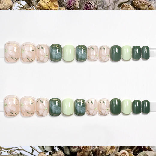 美甲显白穿戴甲假指甲贴片可拆卸夏日山茶花冬穿戴甲显白短款 商品图2