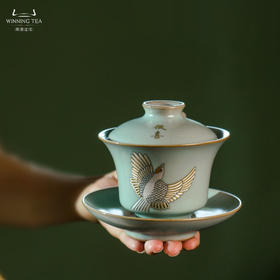 问鼎汝瓷鼎峰系列天青复刻款云霄盖碗（鸣鹊报喜）（缺货）