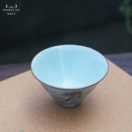 问鼎汝瓷鼎峰系列月白紫金釉老款斗笠杯（金玉满堂） 商品图2