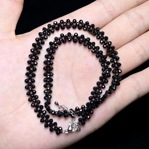 玉美人菲菲~黑尖晶项链切割面3mm+三代更新女神链 商品图0