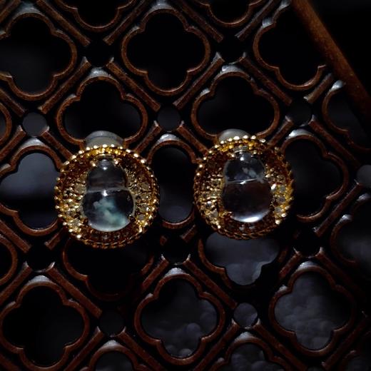 18k玻璃种翡翠葫芦耳钉 商品图7