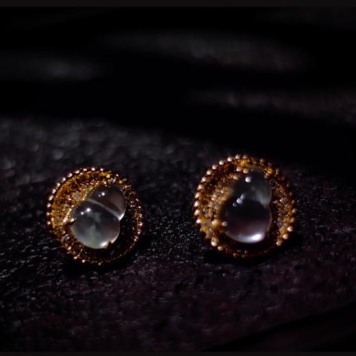 18k玻璃种翡翠葫芦耳钉 商品图4