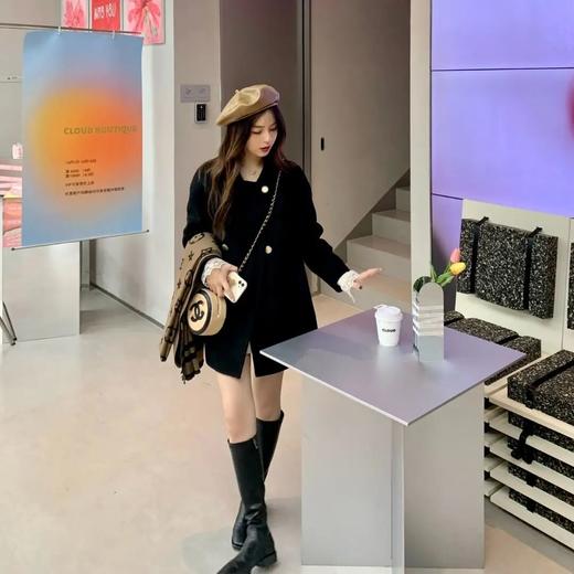 【梨泰院大衣】中长款双排扣毛呢大衣 商品图1
