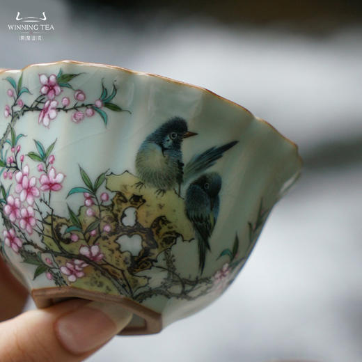 问鼎汝瓷鼎峰系列天青老款沐菊杯（春映桃红） 商品图3